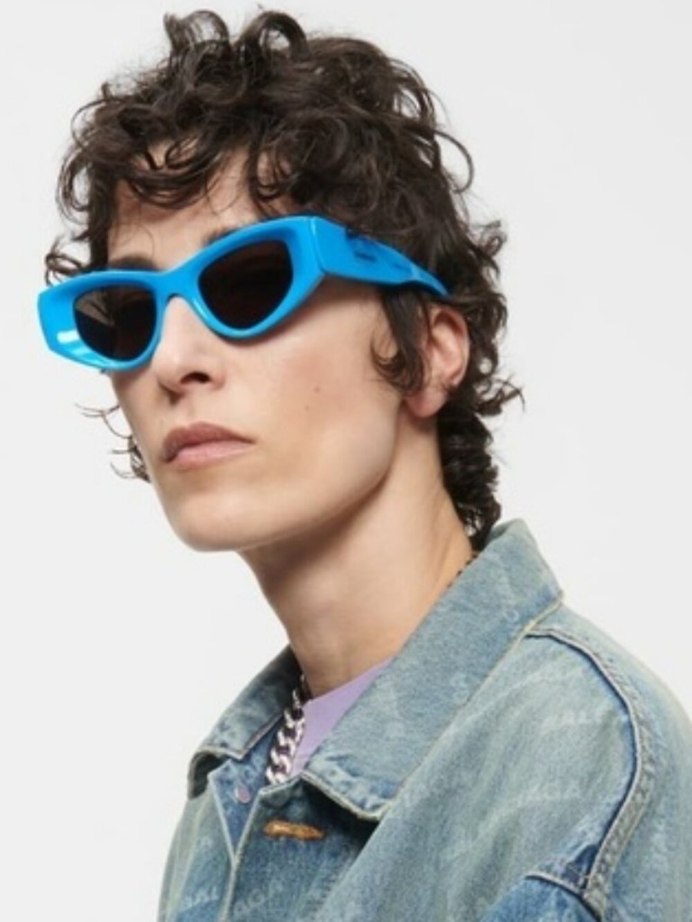 BALENCIAGA BB0243S 004 BLUE GREY CAT-EYE UNISEX SUNGLASSES